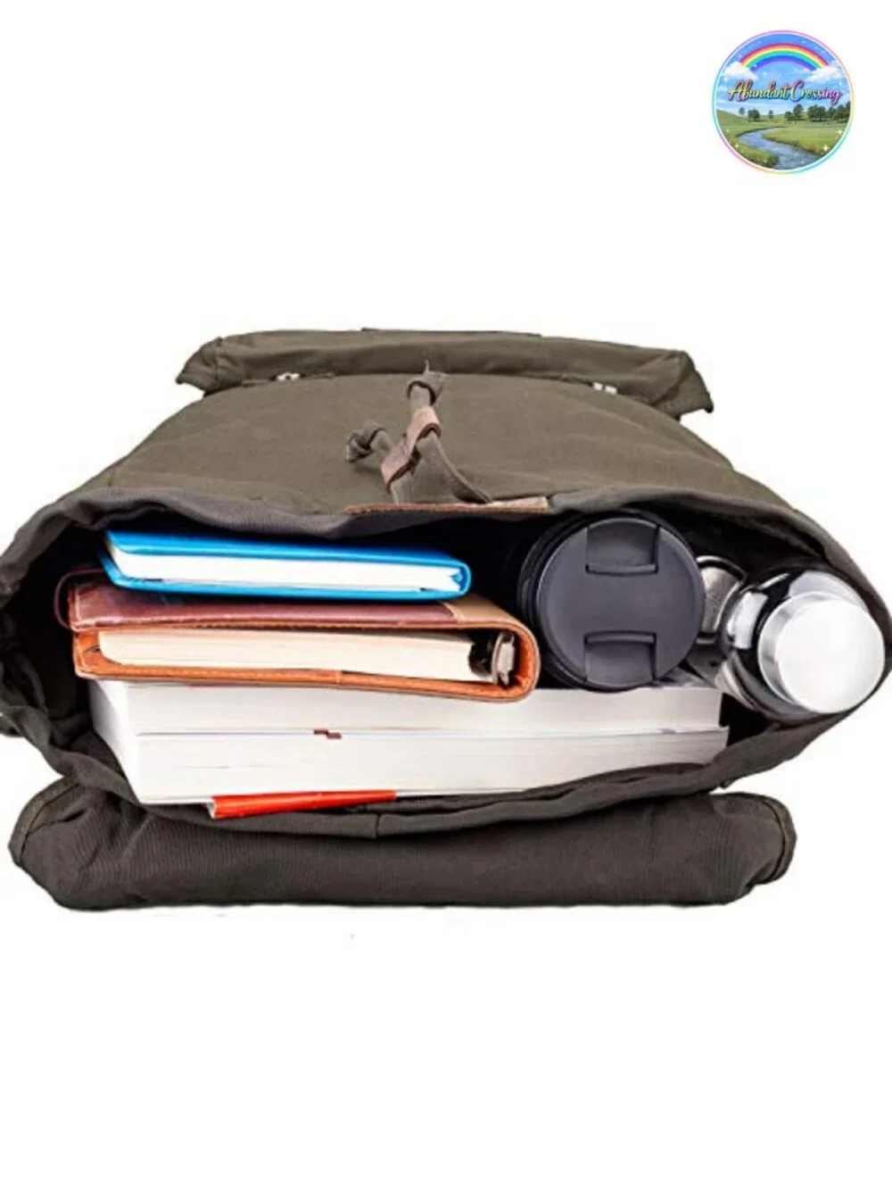 Waterproof Waxed Canvas Backpack Travel Rucksack Leather Trim